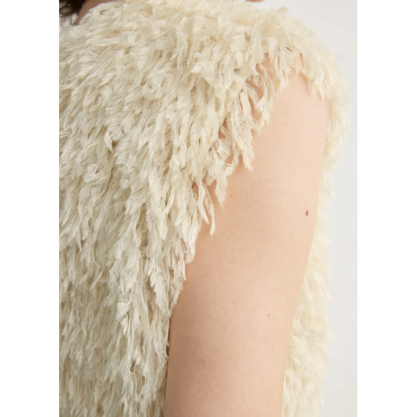 Totême Feathered-jersey top in Eggshell - Tops - Scandinavian Minimalist Luxury at Coveti
