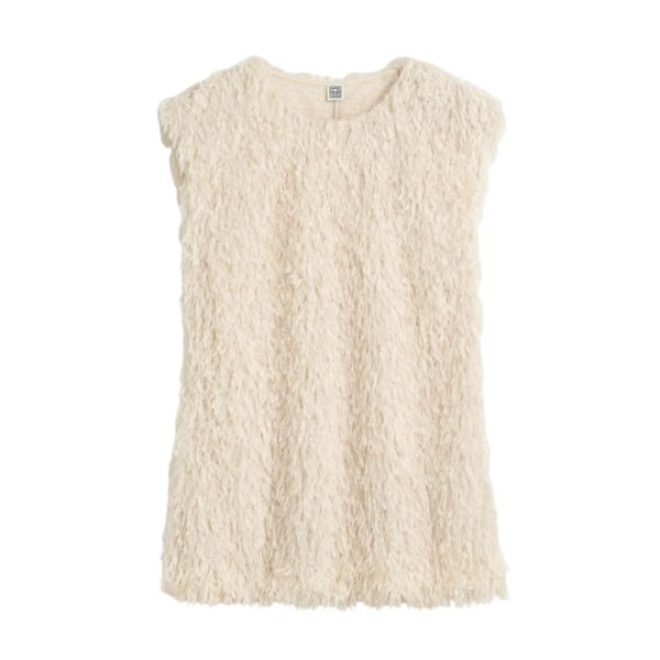 Totême Feathered-jersey top in Eggshell - Tops - Scandinavian Minimalist Luxury at Coveti