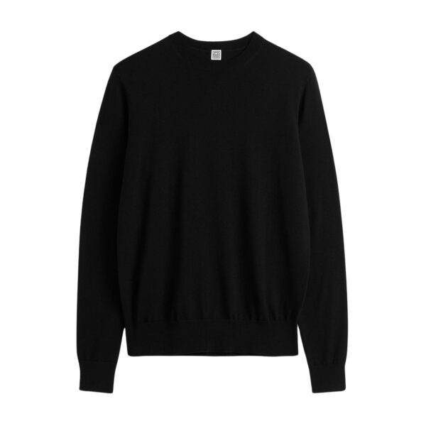 Totême Fine crew knit in Black - Knitwear - Scandinavian Minimalist Luxury at Coveti