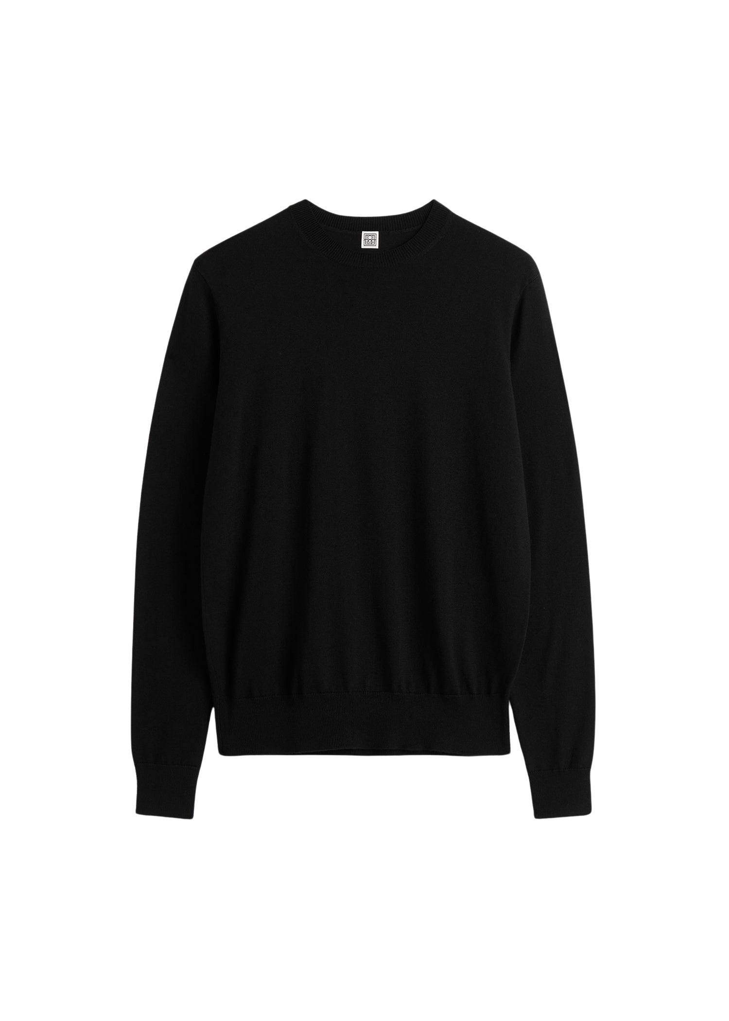 Totême Fine crew knit in Black - Knitwear - Scandinavian Minimalist Luxury at Coveti