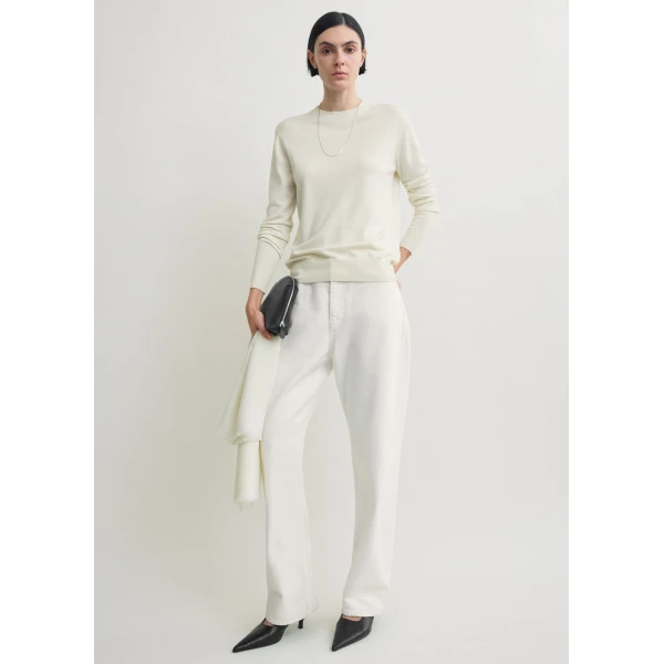 Totême Fine crew knit in Ecru - Knitwear - Scandinavian Minimalist Luxury at Coveti