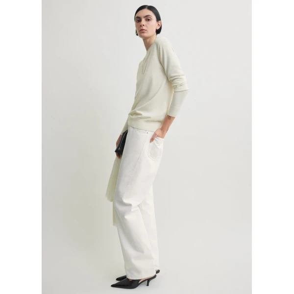 Totême Fine crew knit in Ecru - Knitwear - Scandinavian Minimalist Luxury at Coveti