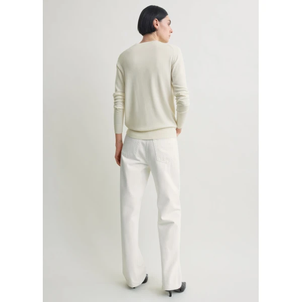 Totême Fine crew knit in Ecru - Knitwear - Scandinavian Minimalist Luxury at Coveti