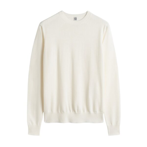 Totême Fine crew knit in Ecru - Knitwear - Scandinavian Minimalist Luxury at Coveti