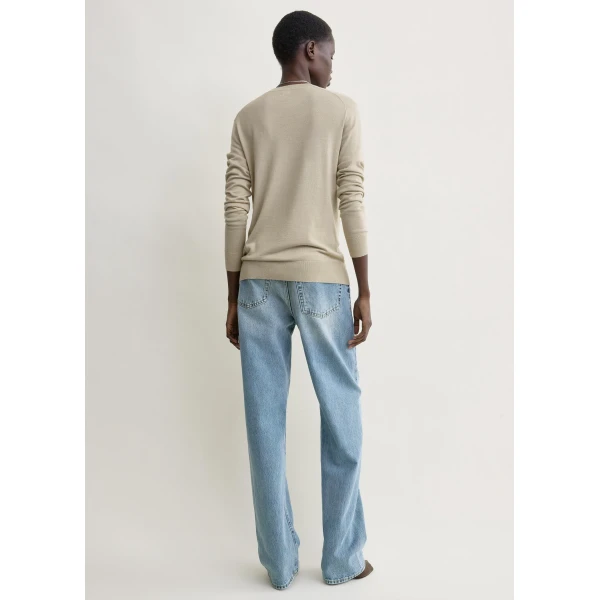 Totême Fine crew knit in Fawn - Knitwear - Scandinavian Minimalist Luxury at Coveti