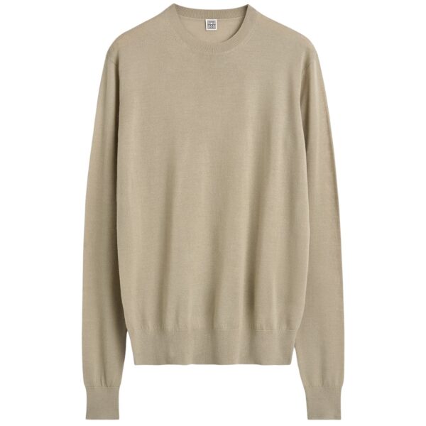 Totême Fine crew knit in Fawn - Knitwear - Scandinavian Minimalist Luxury at Coveti