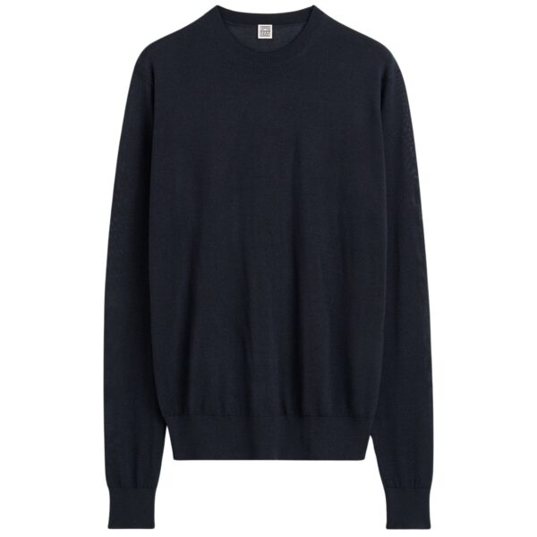 Totême Fine crew knit in Midnight - Knitwear - Scandinavian Minimalist Luxury at Coveti