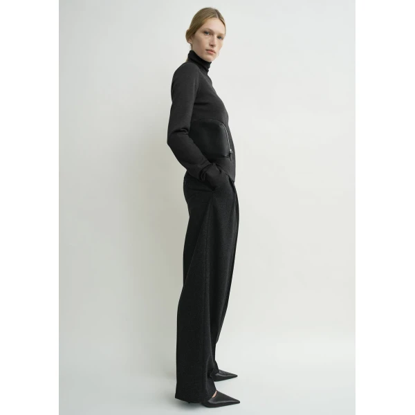 Totême Fine turtleneck charcoal in Charcoal melange - Knitwear - Scandinavian Minimalist Luxury at Coveti
