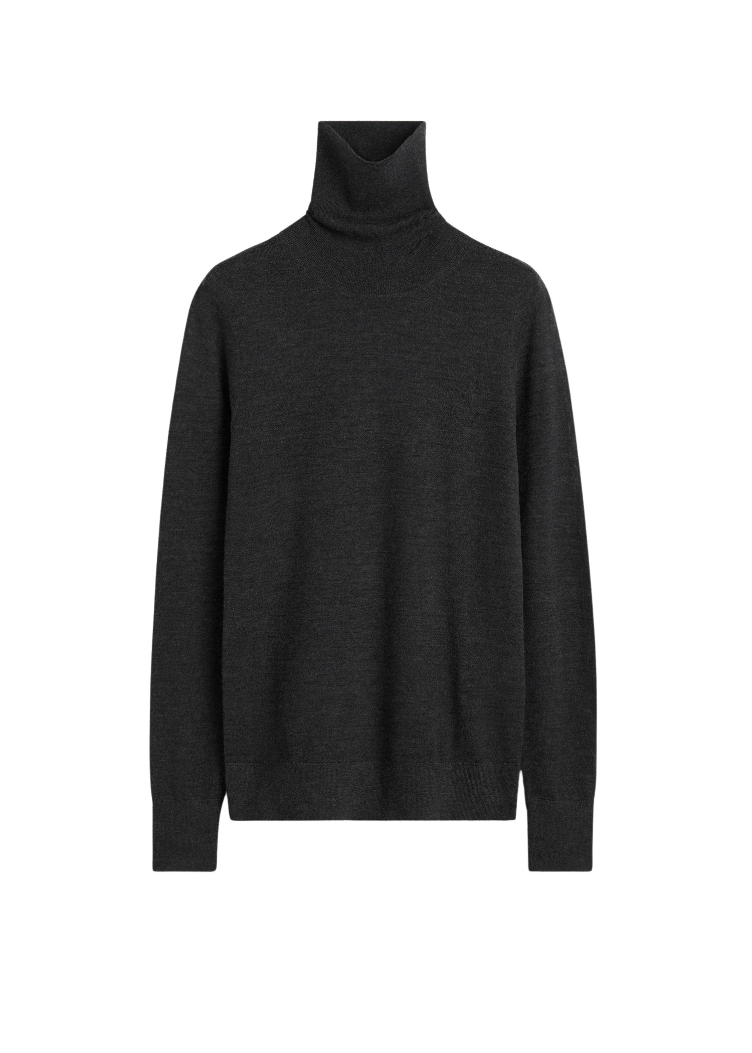 Totême Fine turtleneck charcoal in Charcoal melange - Knitwear - Scandinavian Minimalist Luxury at Coveti