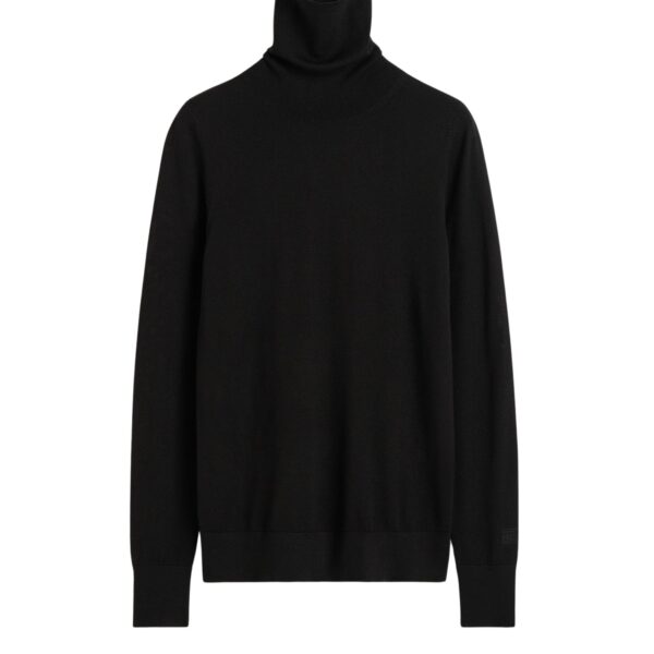 Totême Fine turtleneck in Black - Knitwear - Scandinavian Minimalist Luxury at Coveti