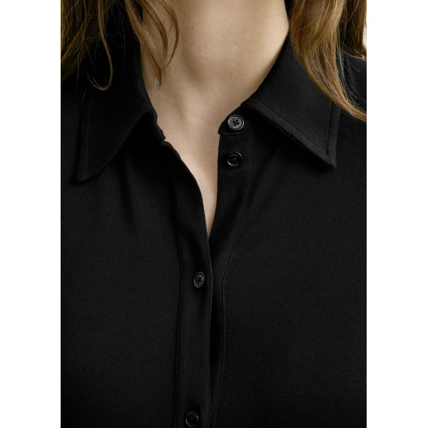 Totême Fitted jersey shirt in Black - Tops - Scandinavian Minimalist Luxury at Coveti