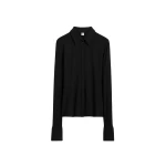 Totême Fitted jersey shirt in Black - Tops - Scandinavian Minimalist Luxury at Coveti