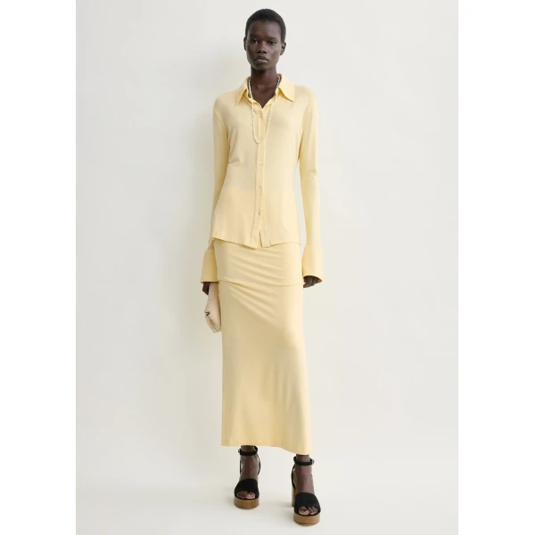 Totême Fitted jersey shirt in Buttercup - Tops - Scandinavian Minimalist Luxury at Coveti