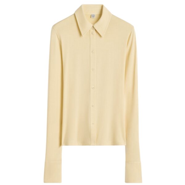 Totême Fitted jersey shirt in Buttercup - Tops - Scandinavian Minimalist Luxury at Coveti