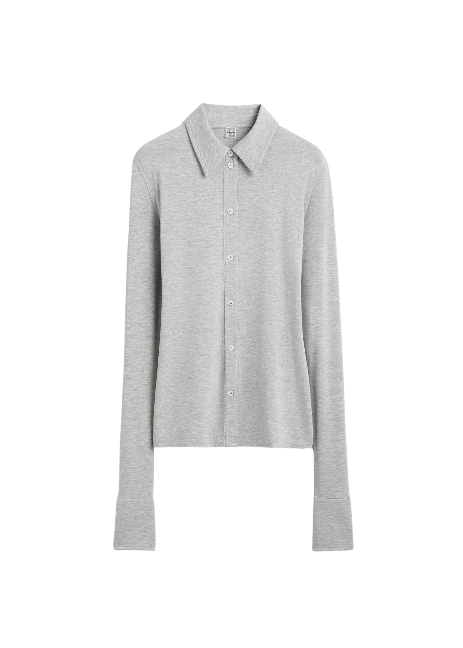 Toteme Fitted jersey shirt pale grey mélange in Pale grey melange