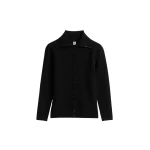 Totême Fitted polo cardigan in Black - Knitwear - Scandinavian Minimalist Luxury at Coveti