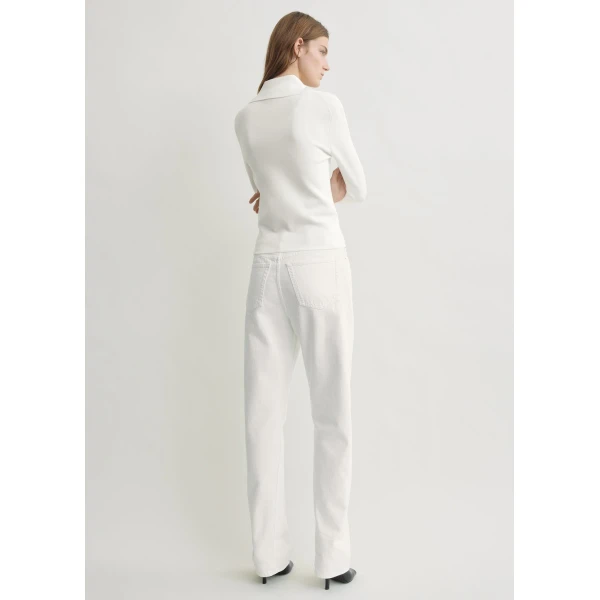 Totême Fitted polo cardigan in Off-white - Knitwear - Scandinavian Minimalist Luxury at Coveti