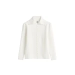 Totême Fitted polo cardigan in Off-white - Knitwear - Scandinavian Minimalist Luxury at Coveti