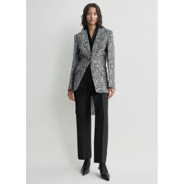 Totême Floral slouch blazer in White / Black - Jackets - Scandinavian Minimalist Luxury at Coveti