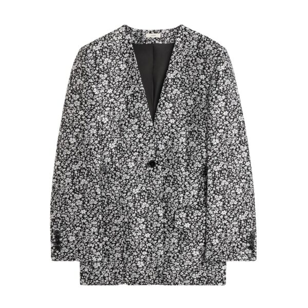 Totême Floral slouch blazer in White / Black - Jackets - Scandinavian Minimalist Luxury at Coveti