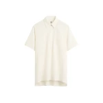 Totême Fluid polo shirt in Ecru - Tops - Scandinavian Minimalist Luxury at Coveti