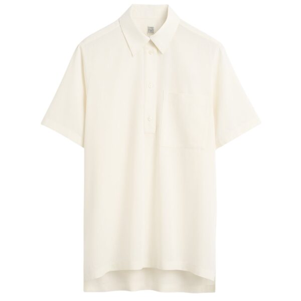 Totême Fluid polo shirt in Ecru - Tops - Scandinavian Minimalist Luxury at Coveti