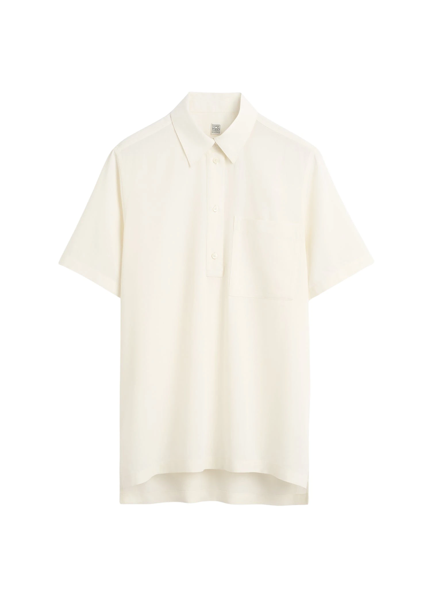 Toteme-Fluid-polo-shirt-in-Ecru70962_nobg Totême Fluid polo shirt in Ecru - Tops - Scandinavian Minimalist Luxury at Coveti