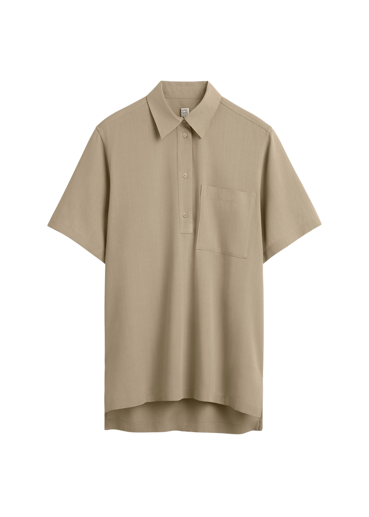 Totême Fluid polo shirt in Overcast beige - Tops - Scandinavian Minimalist Luxury at Coveti