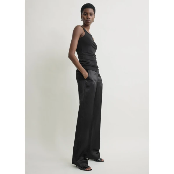 Totême Fluid slip top in Black - Tops - Scandinavian Minimalist Luxury at Coveti