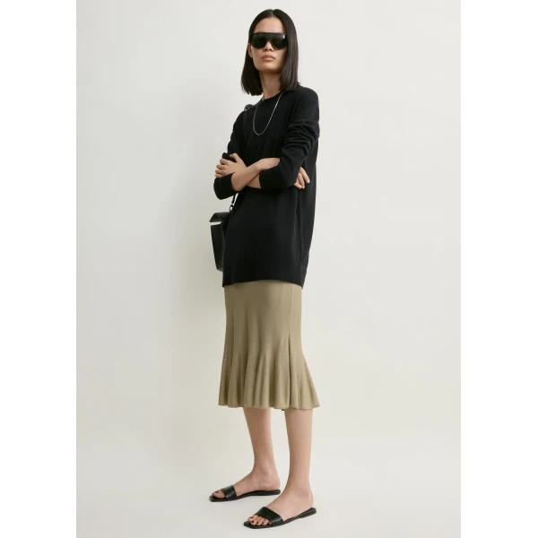 Totême Fluted knit skirt in Desert - Skirts - Scandinavian Minimalist Luxury at Coveti