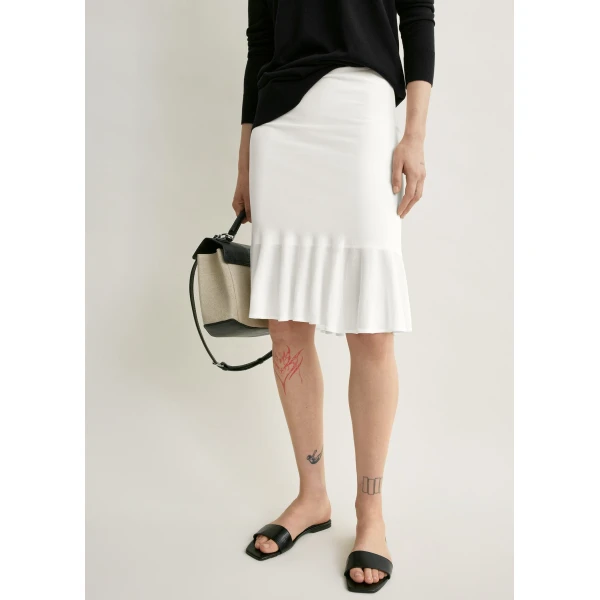 Totême Fluted knit skirt in Optic white - Skirts - Scandinavian Minimalist Luxury at Coveti