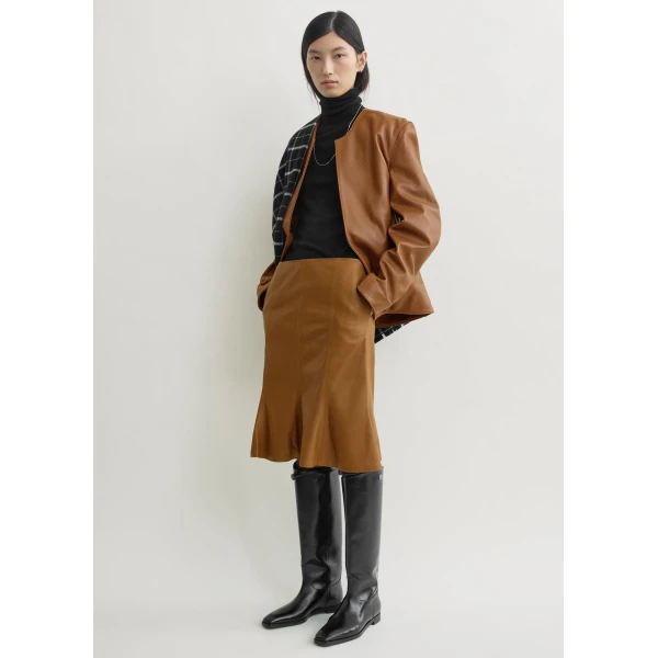 Totême Fluted leather skirt in Copper - Skirts - Scandinavian Minimalist Luxury at Coveti