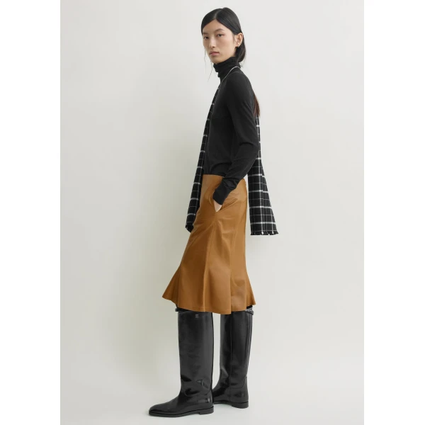 Totême Fluted leather skirt in Copper - Skirts - Scandinavian Minimalist Luxury at Coveti