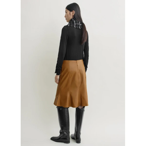 Totême Fluted leather skirt in Copper - Skirts - Scandinavian Minimalist Luxury at Coveti