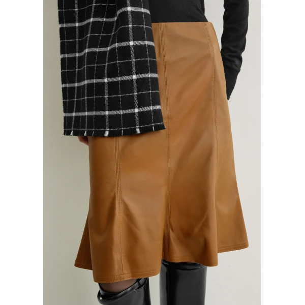 Totême Fluted leather skirt in Copper - Skirts - Scandinavian Minimalist Luxury at Coveti