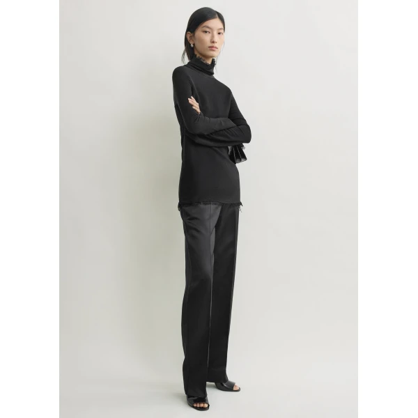 Totême Frayed-edge slim top in Black - Tops - Scandinavian Minimalist Luxury at Coveti