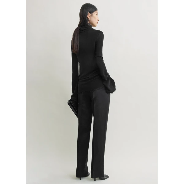 Totême Frayed-edge slim top in Black - Tops - Scandinavian Minimalist Luxury at Coveti