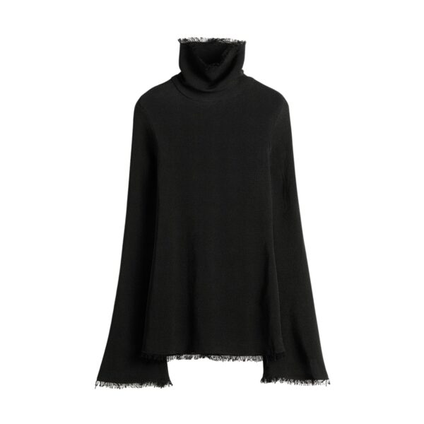 Totême Frayed-edge slim top in Black - Tops - Scandinavian Minimalist Luxury at Coveti