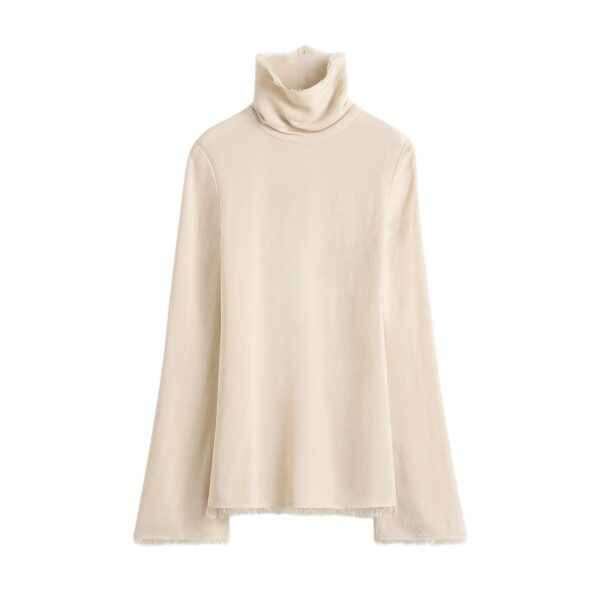 Totême Frayed-edge slim top in Stone - Tops - Scandinavian Minimalist Luxury at Coveti