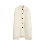 Totême Fringe cape coat in Winter white - Jackets - Scandinavian Minimalist Luxury at Coveti