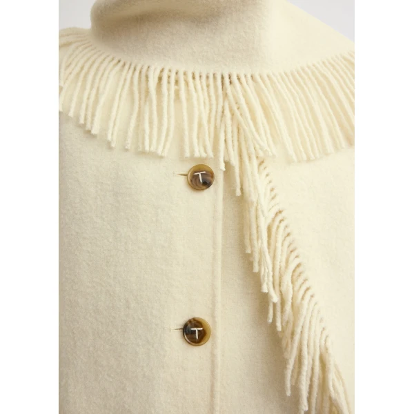 Totême Fringed scarf jacket in Winter white - Jackets - Scandinavian Minimalist Luxury at Coveti