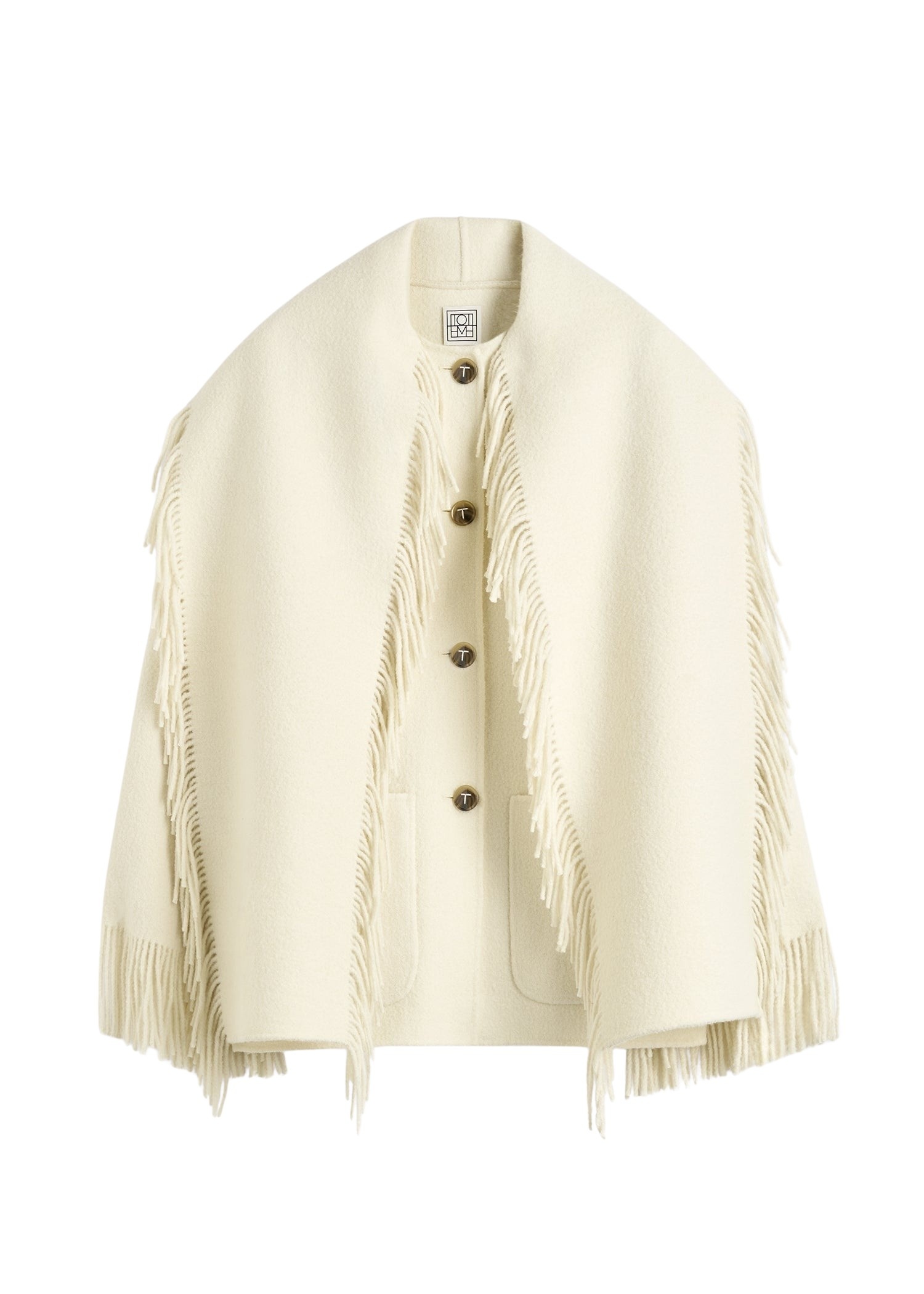 Toteme Fringed scarf jacket in Winter white