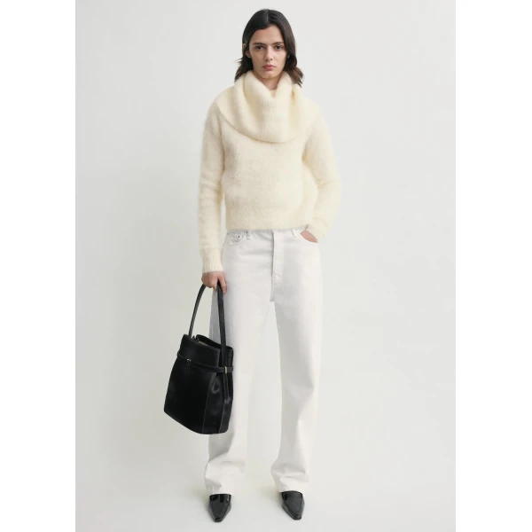 Totême Funnel alpaca-blend knit in Milk - Knitwear - Scandinavian Minimalist Luxury at Coveti