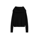 Toteme-Funnel-wool-knit-in-Black59589_nobg Totême Funnel wool knit in Black - Knitwear - Scandinavian Minimalist Luxury at Coveti