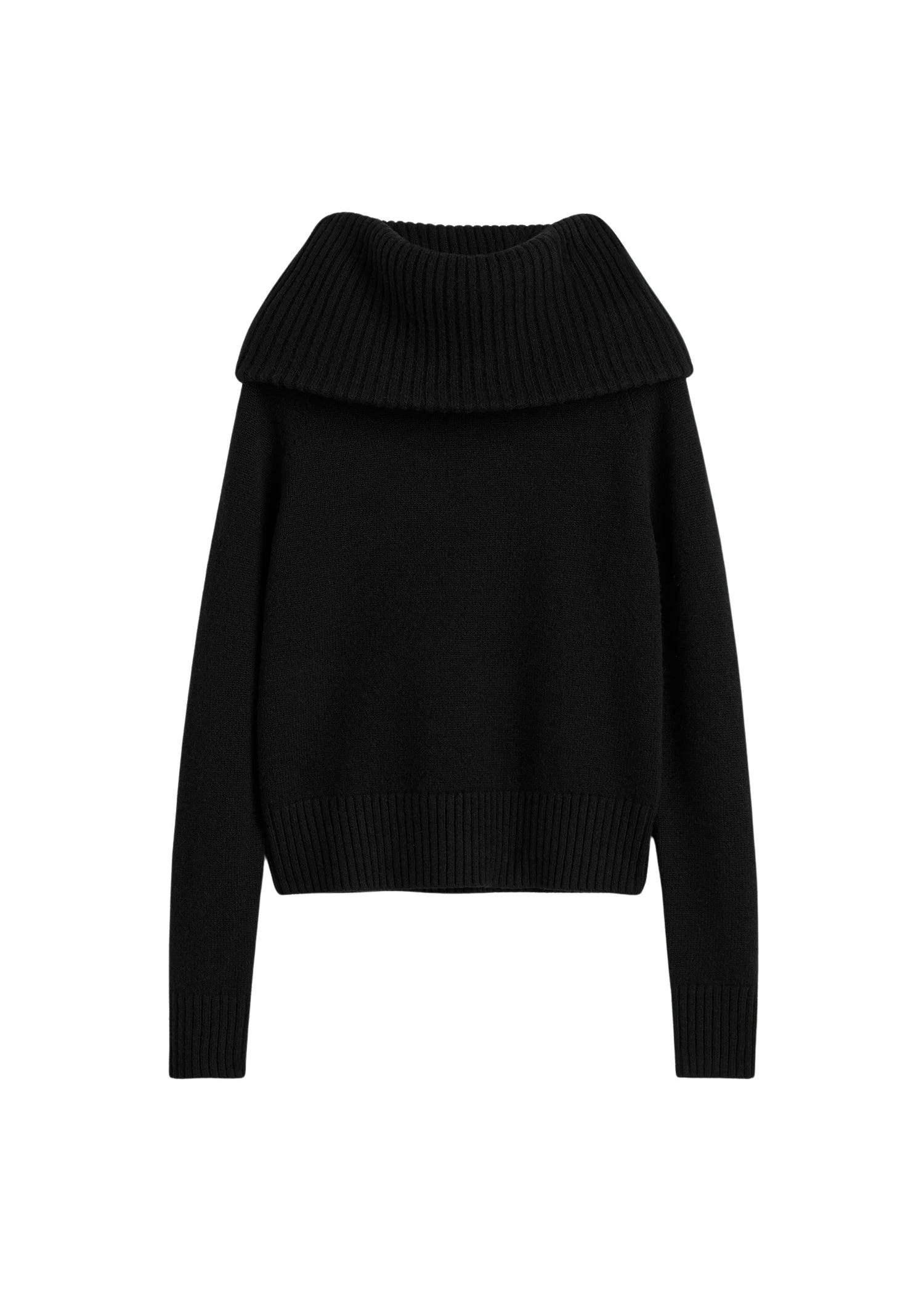 Toteme-Funnel-wool-knit-in-Black59589_nobg Totême Funnel wool knit in Black - Knitwear - Scandinavian Minimalist Luxury at Coveti
