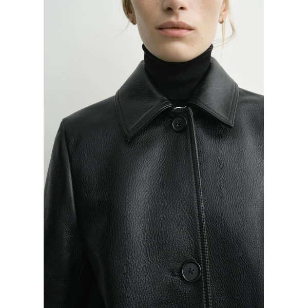 Totême Grained leather jacket in Black - Jackets - Scandinavian Minimalist Luxury at Coveti