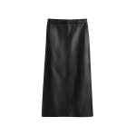 Totême Grained-leather straight skirt in Black - Skirts - Scandinavian Minimalist Luxury at Coveti