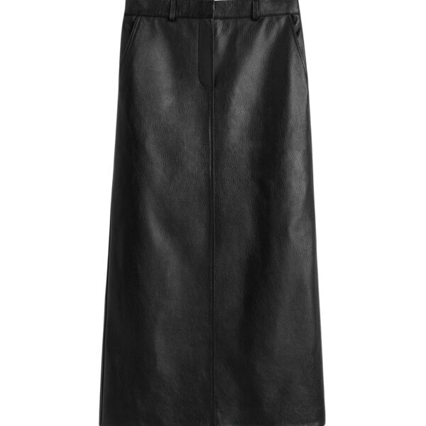 Totême Grained-leather straight skirt in Black - Skirts - Scandinavian Minimalist Luxury at Coveti