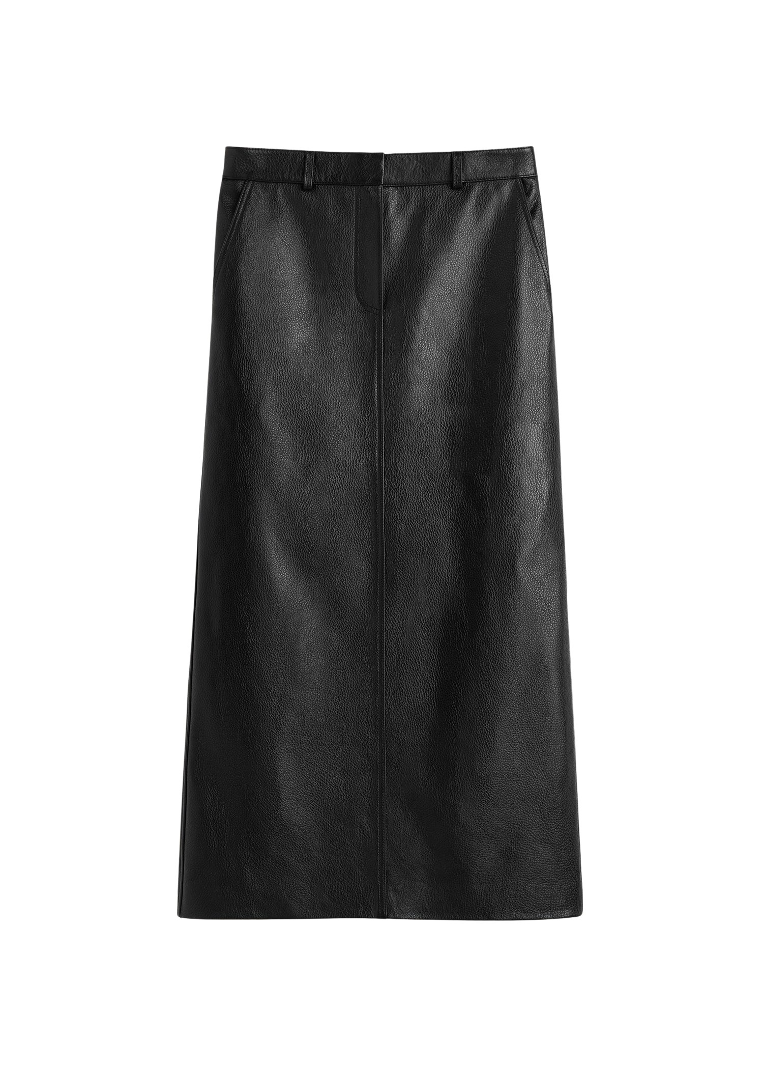 Totême Grained-leather straight skirt in Black - Skirts - Scandinavian Minimalist Luxury at Coveti