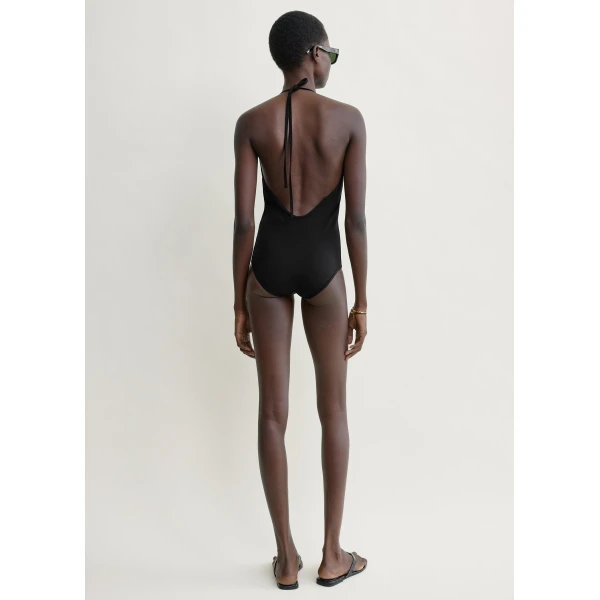 Totême Halter tie swimsuit in Black - Beachwear - Scandinavian Minimalist Luxury at Coveti